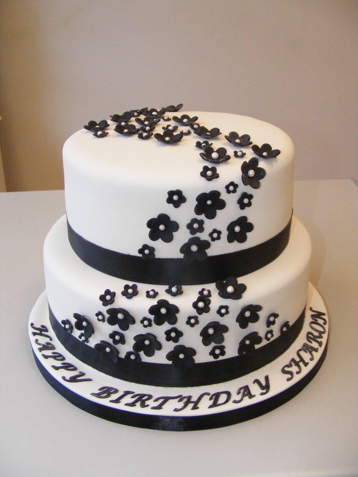 Black and White Tiered Cake