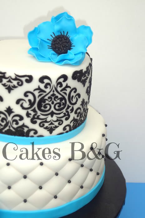 Black White and Blue Birthday Cake