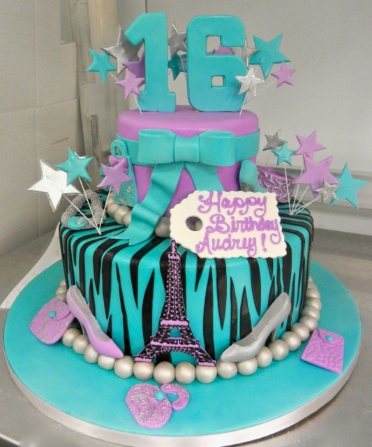 Blue and Purple Sweet 16 Cakes