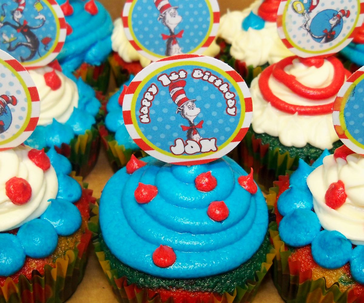 Cat in the Hat 1st Birthday Cupcakes