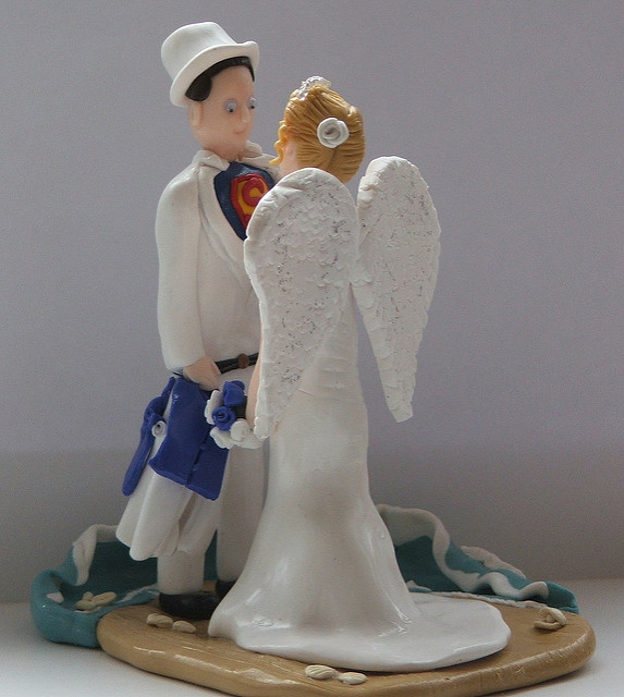 Cowboy and Angel Wedding Cake Topper