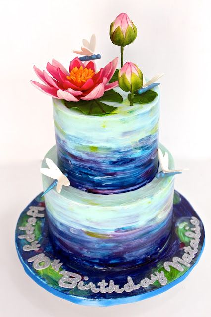 Elegant Birthday Cake Painting