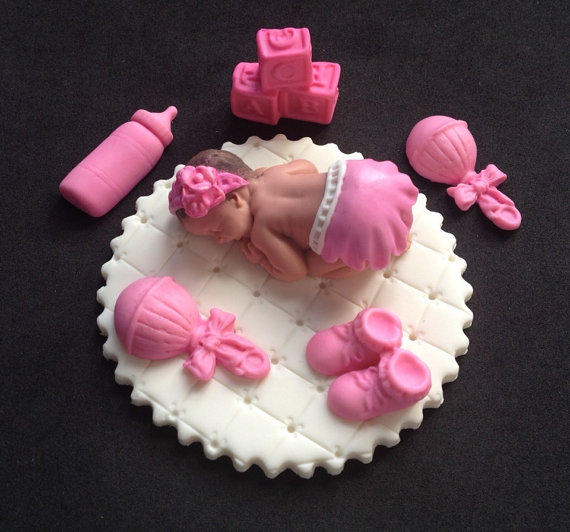 Girl Baby Shower Fondant Cake Toppers