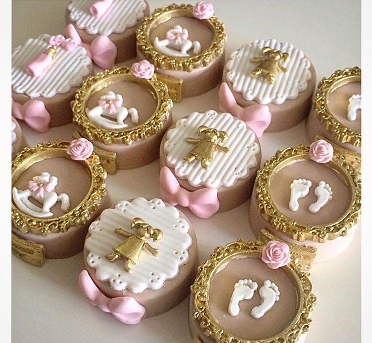 Gold and Pink Baby Shower Cupcake Toppers