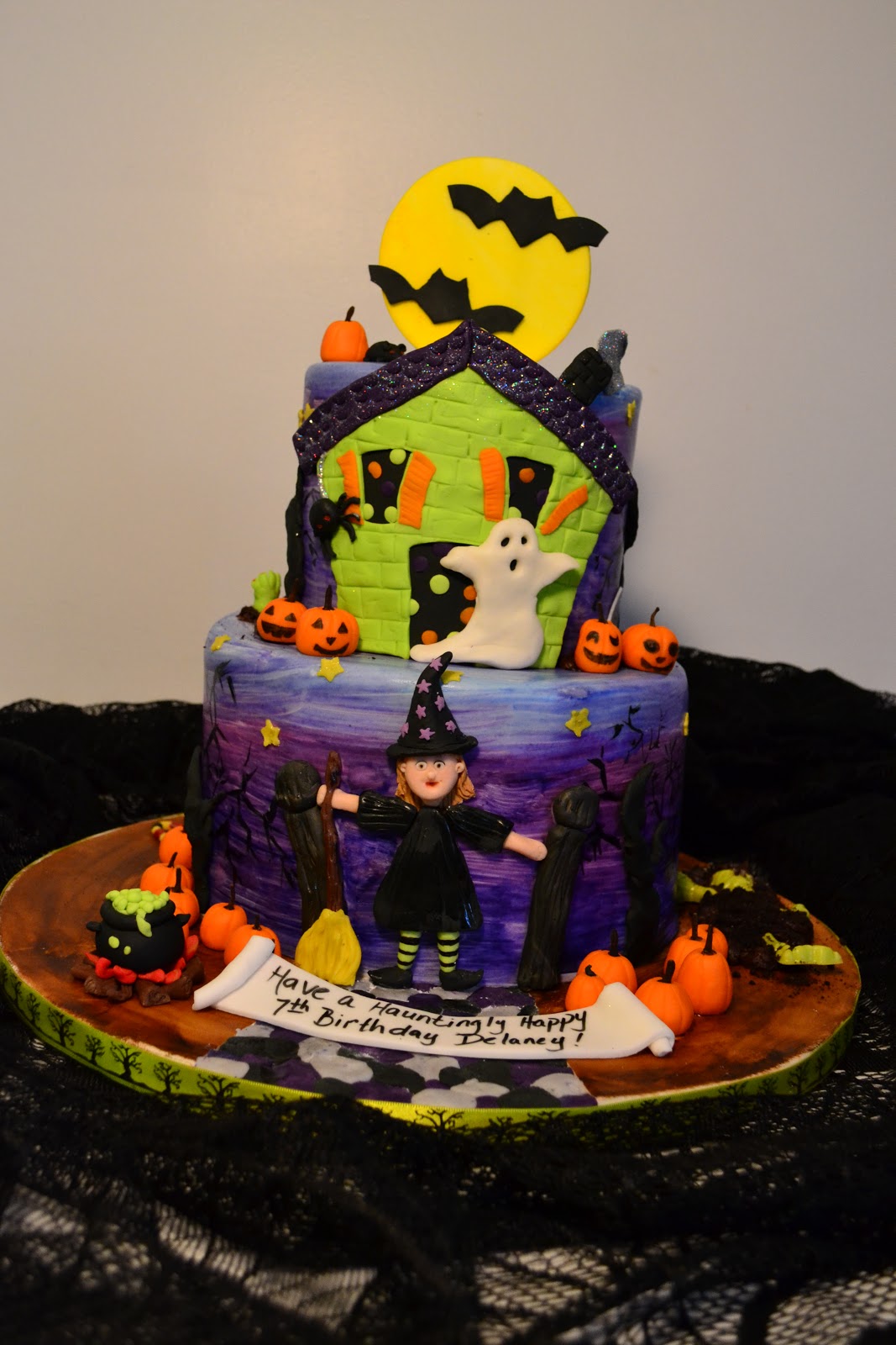 Halloween Birthday Cake and Cupcakes