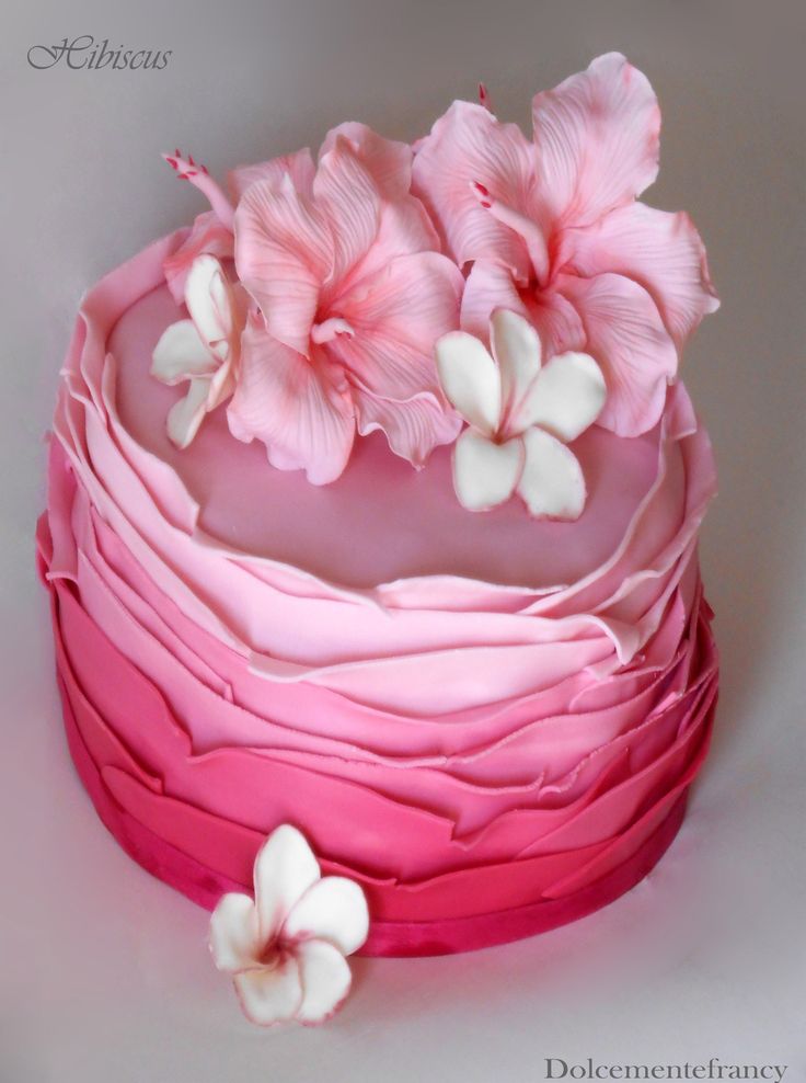 Hawaiian Hibiscus Flower Cake