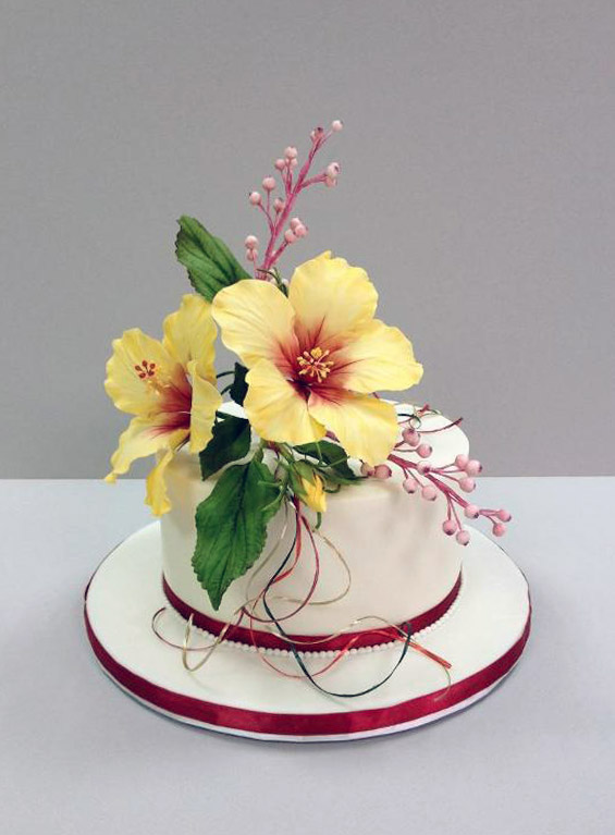 Hawaiian Hibiscus Flower Cake