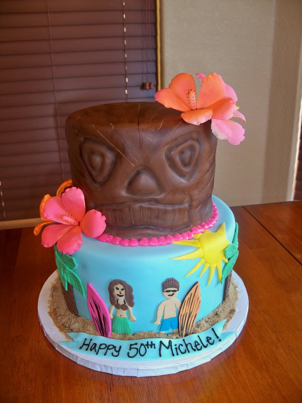 Hawaiian Themed Birthday Cake