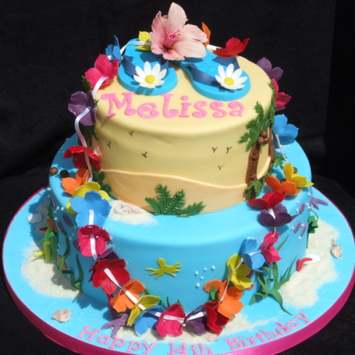 Hawaiian Themed Birthday Cake