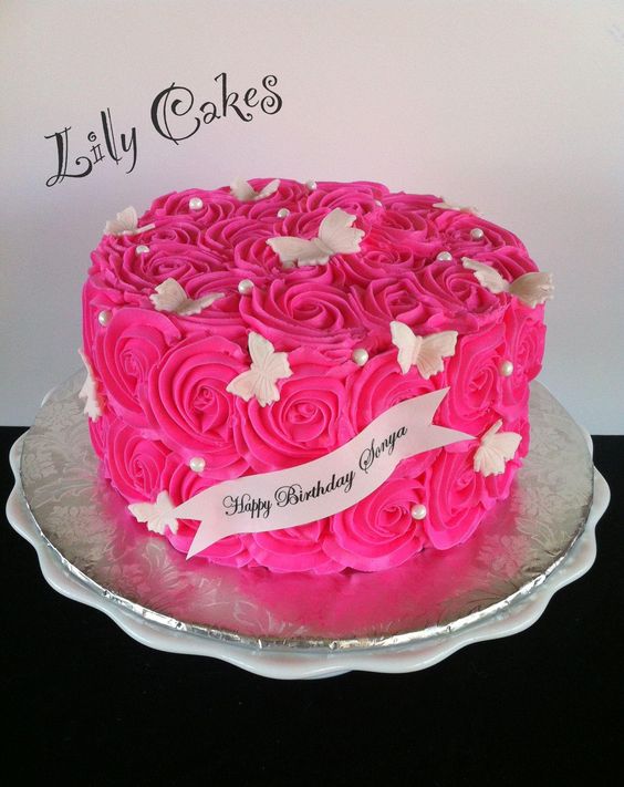 7 Photos of Birthday Cakes With Roses And Butterflies