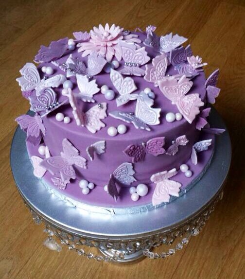 Lilac Happy Birthday Cake