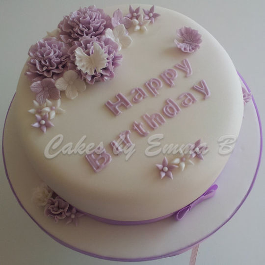 Lilac Happy Birthday Cake