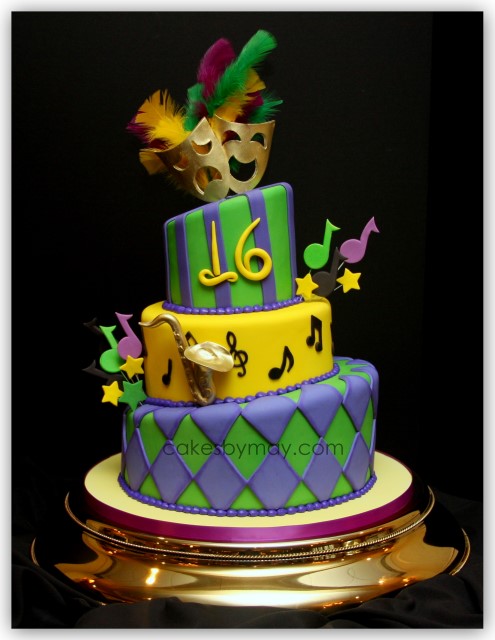 Mardi Gras Sweet 16 Cake Designs