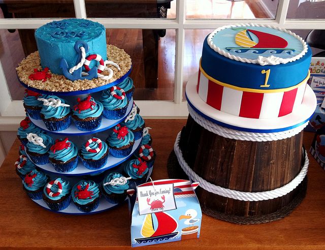 Nautical First Birthday Cake