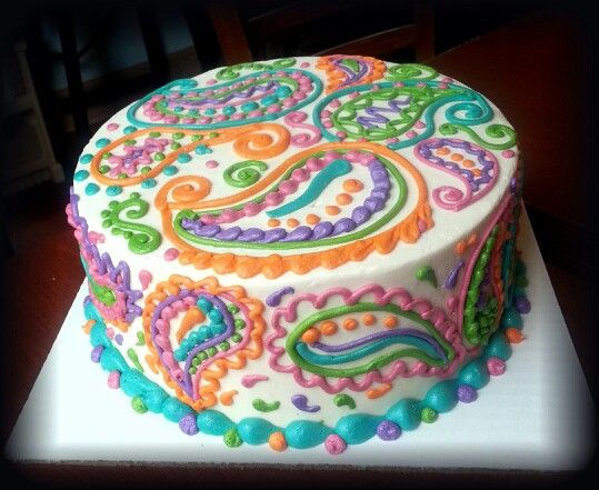 11 Photos of Paisley Pattern On Birthday Cakes