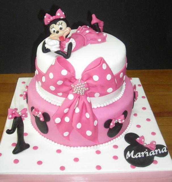 Pink Minnie Mouse 1st Birthday Cake