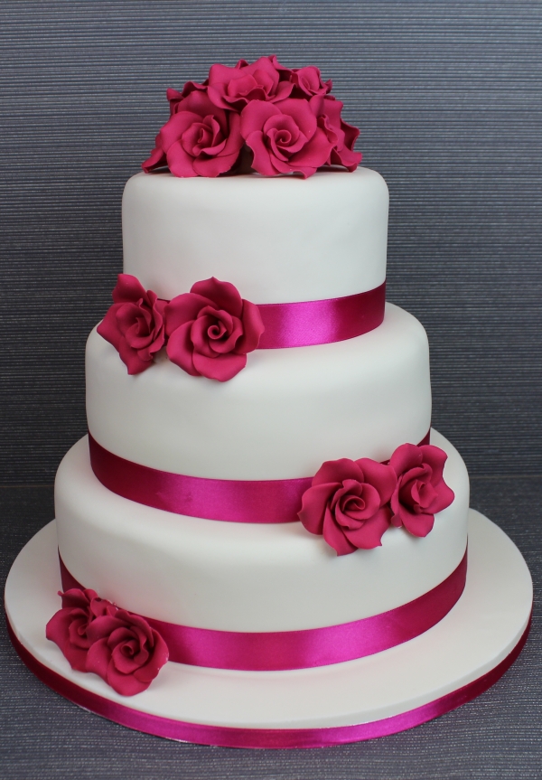 Pink Ribbon Wedding Cake