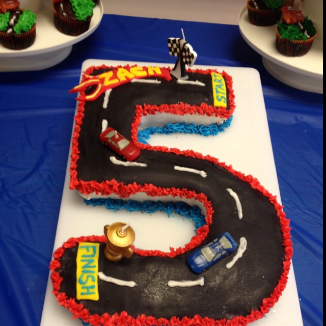 Race Car Number 5 Cake