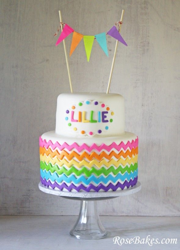 Rainbow Chevron Birthday Cake