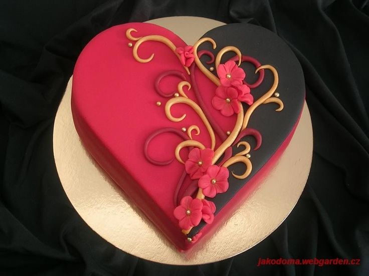 Red and Black Heart Cake