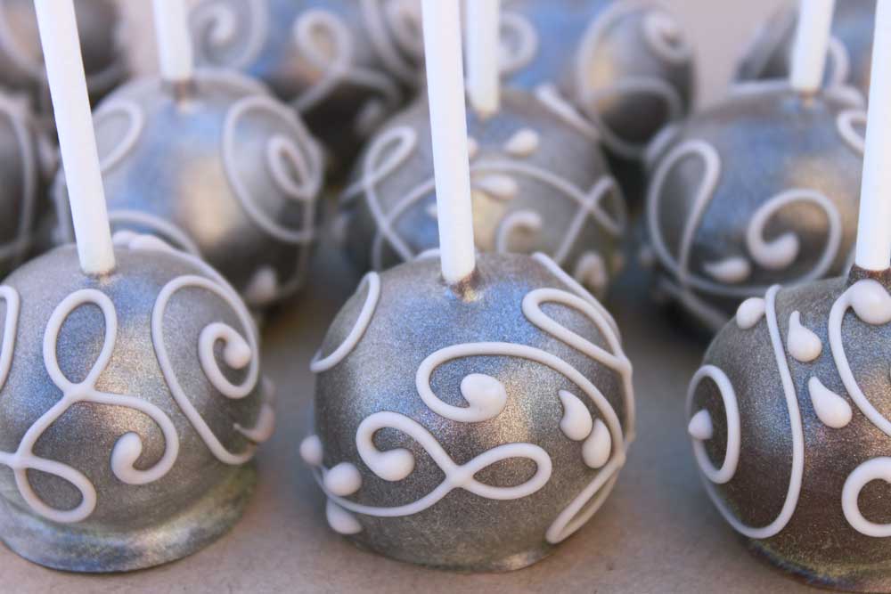 Silver 25th Wedding Anniversary Cake Pops