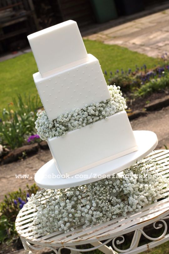 Simple White Square Wedding Cake