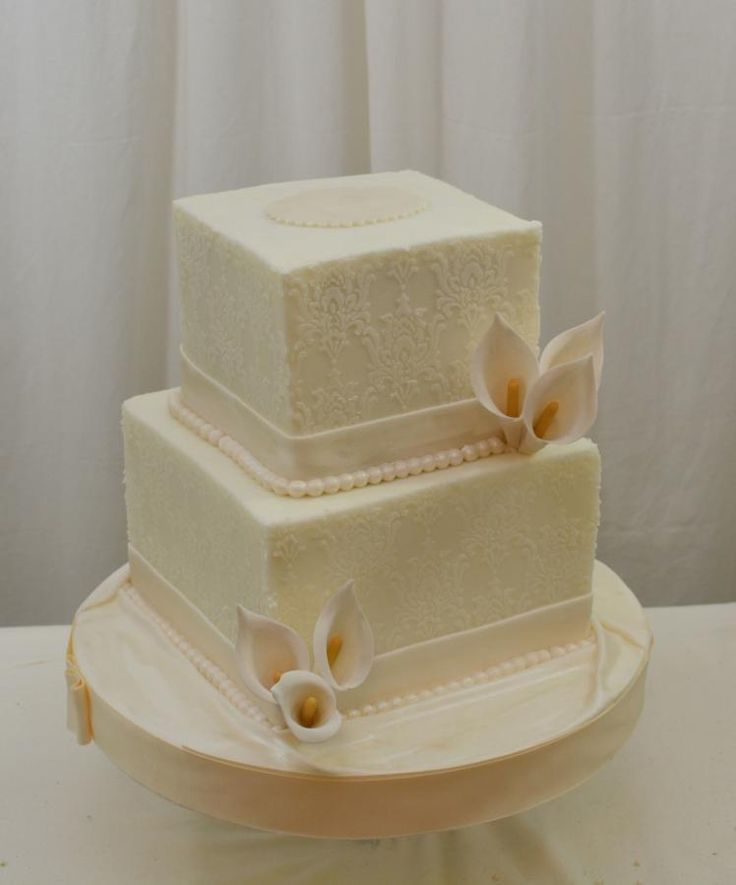 Simple White Square Wedding Cake