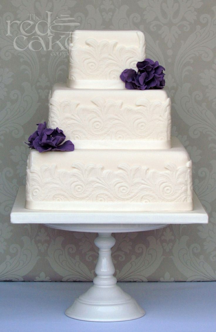 Square Wedding Cakes with Lace