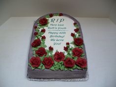 Tombstone Over the Hill Birthday Cake