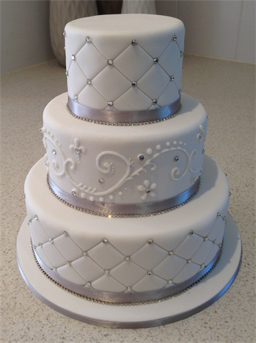 White and Silver Wedding Cake Bling