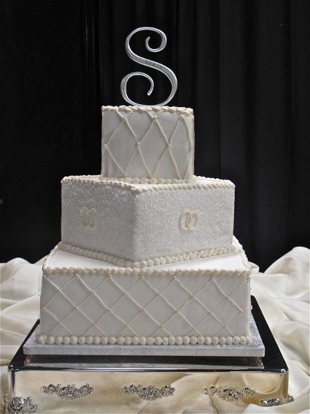 White Buttercream Square Wedding Cake