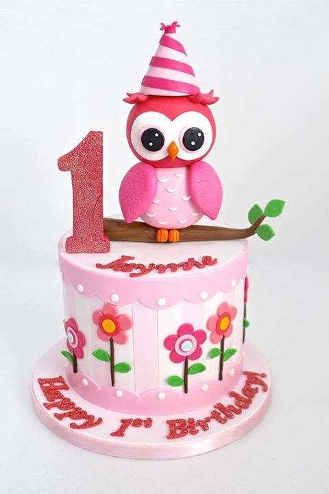 Birthday Cake with Owls