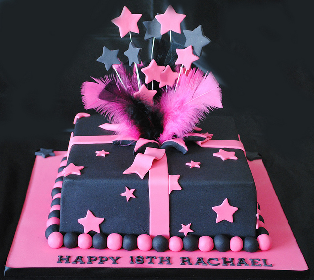 Black and Pink Birthday Cake