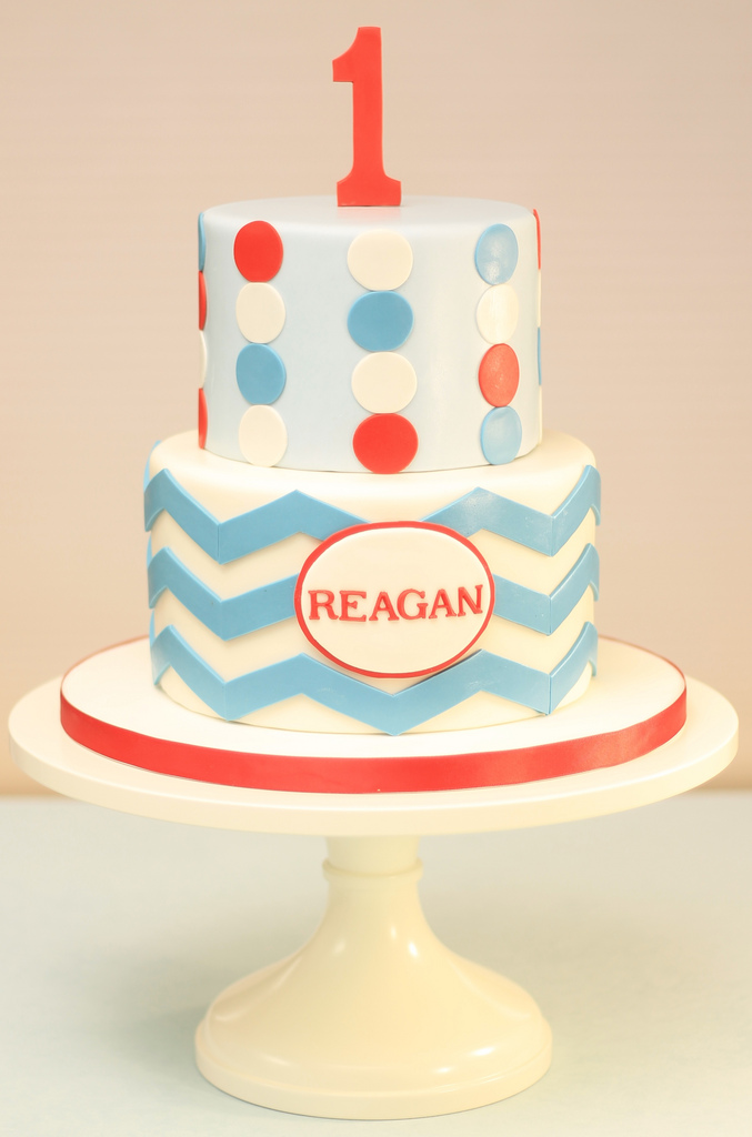 Chevron and Polka Dot Birthday Cake