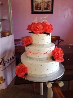 Coral Quinceanera Cake