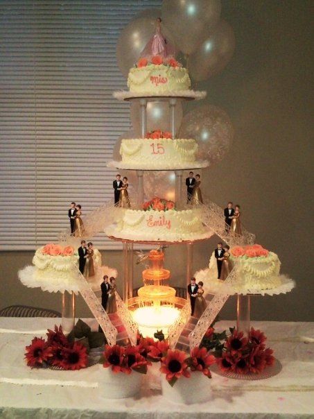 Coral Quinceanera Cake