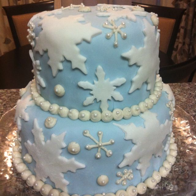 5 Photos of Snowflake Winter Birthday Sheet Cakes