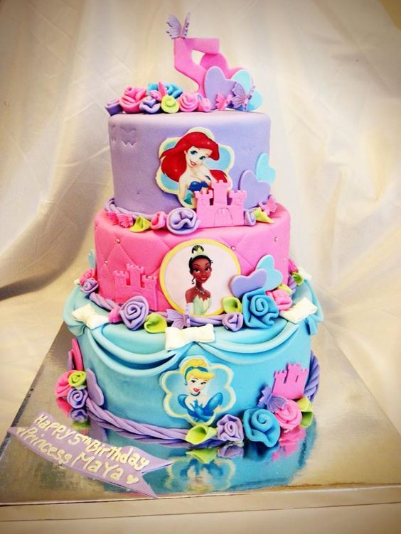 Disney Princess 3 Tier Birthday Cake