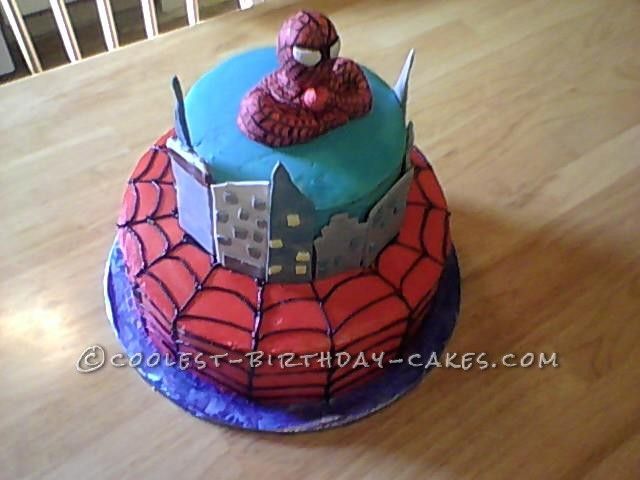 Homemade Spider-Man Birthday Cake