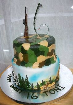 Hunting and Fishing Birthday Cake