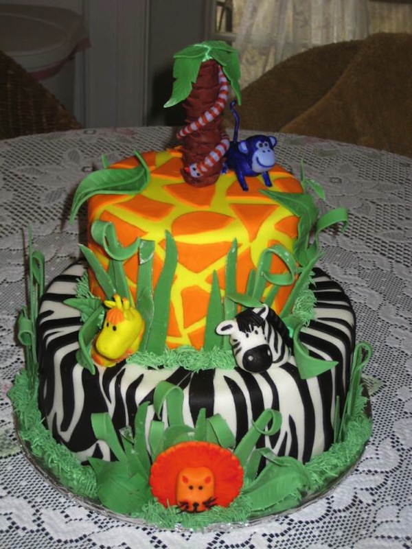 Jungle Animal Theme Birthday Cakes