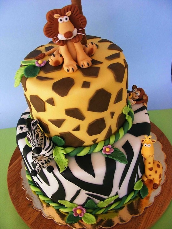 Jungle Animal Theme Birthday Cakes