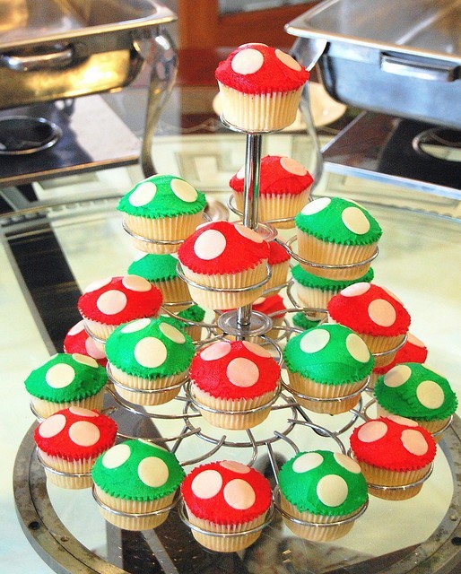 Mario Mushroom Cupcakes Birthday Party