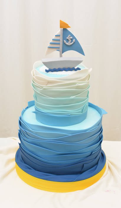 Nautical Birthday Cake Waves