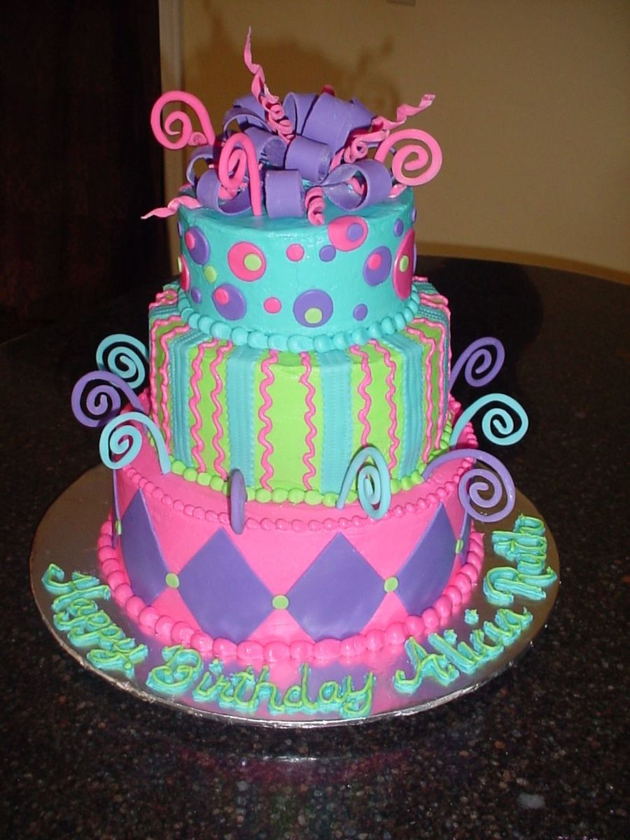 Neon Birthday Cake Ideas for Girls