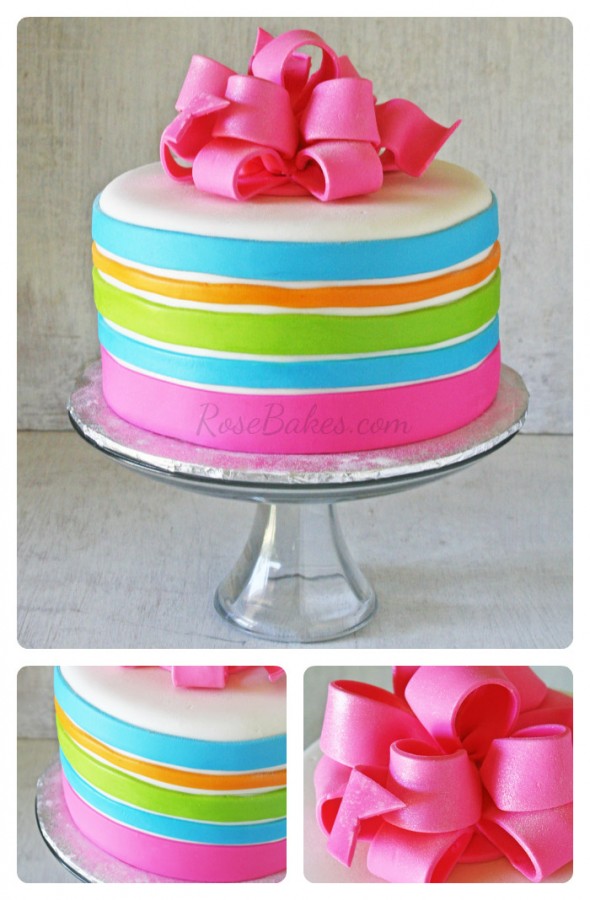 Neon Stripes Birthday Cake