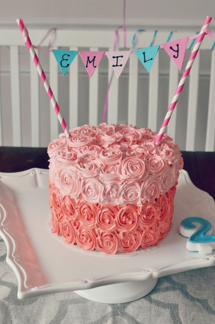 Ombre Rosette Birthday Cake