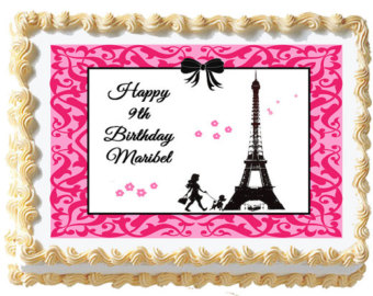 Paris Themed Birthday Sheet Cakes