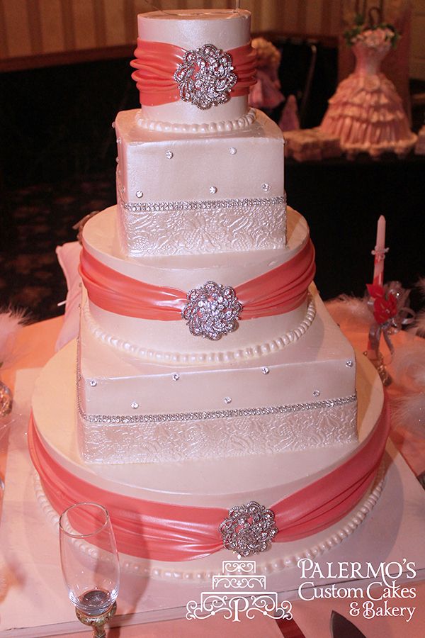 Peach and Gold Sweet 16 Cake