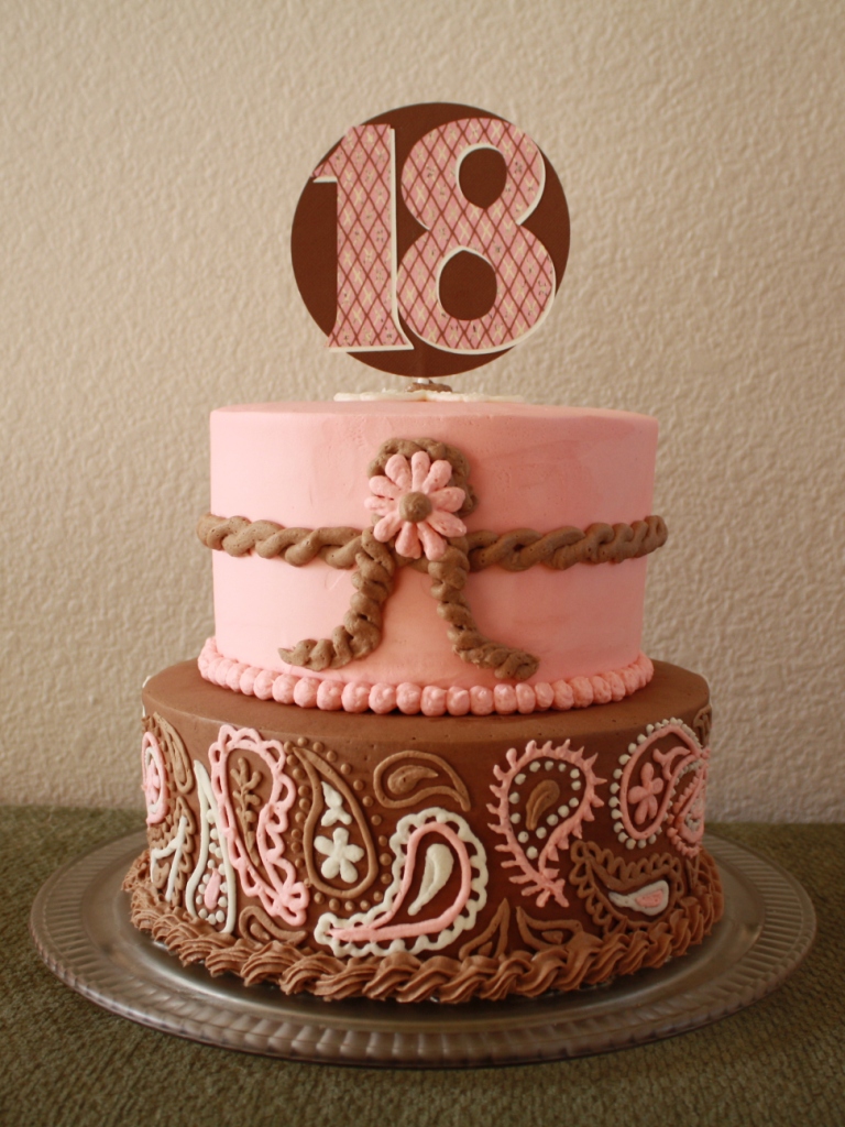 Pink and Brown Cowgirl Birthday Cake